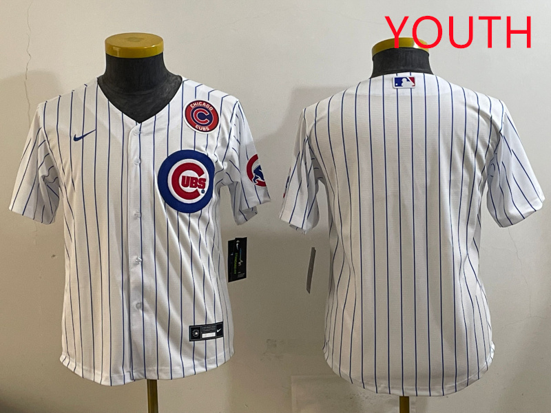 Youth Chicago Cubs blank white  MLB 2025 jersey style 2->youth mlb jersey->Youth Jersey